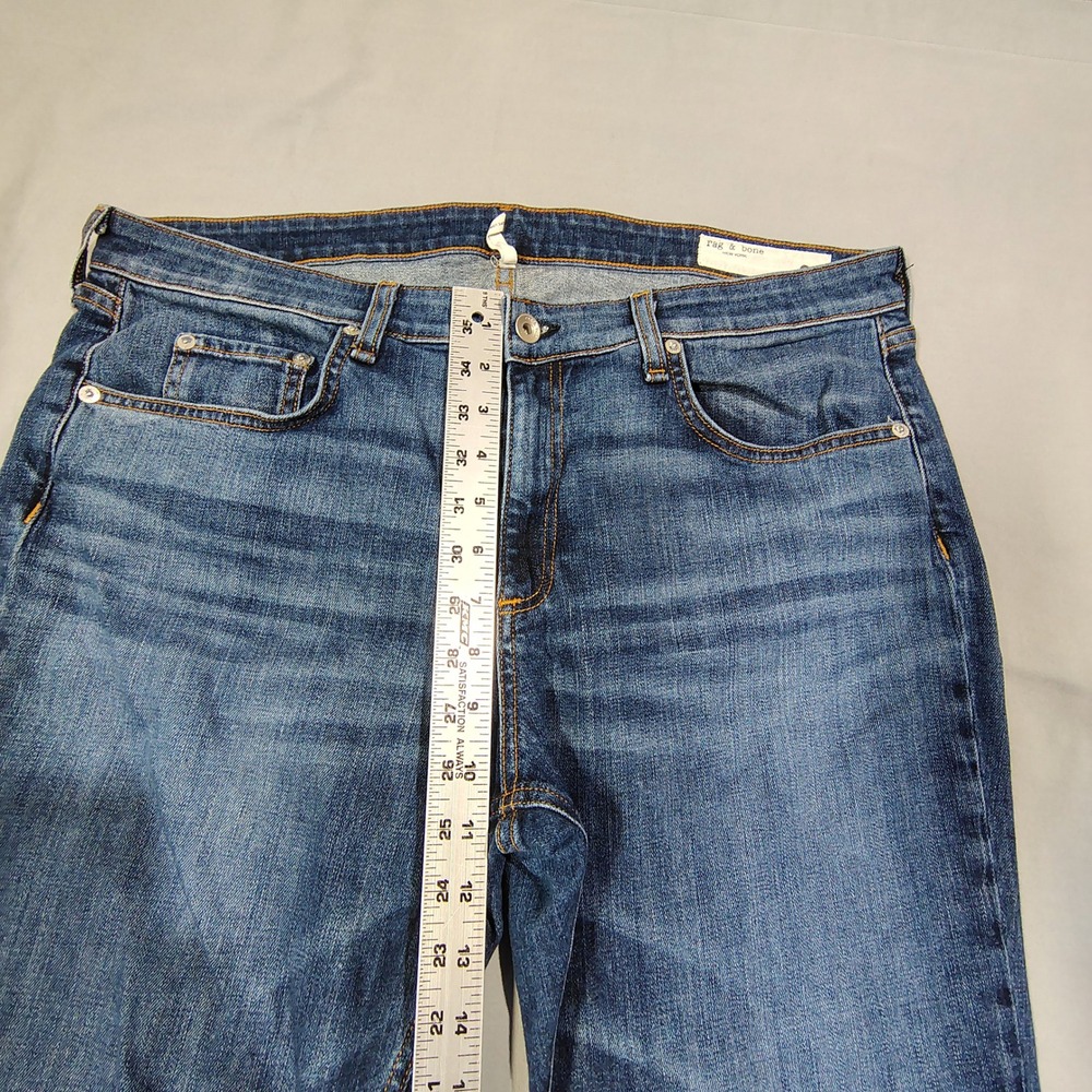 Rag and Bone Jeans Womens 33 Blue Mariposa Raw Hem Straight Leg Stretch USA - Picture 7 of 12